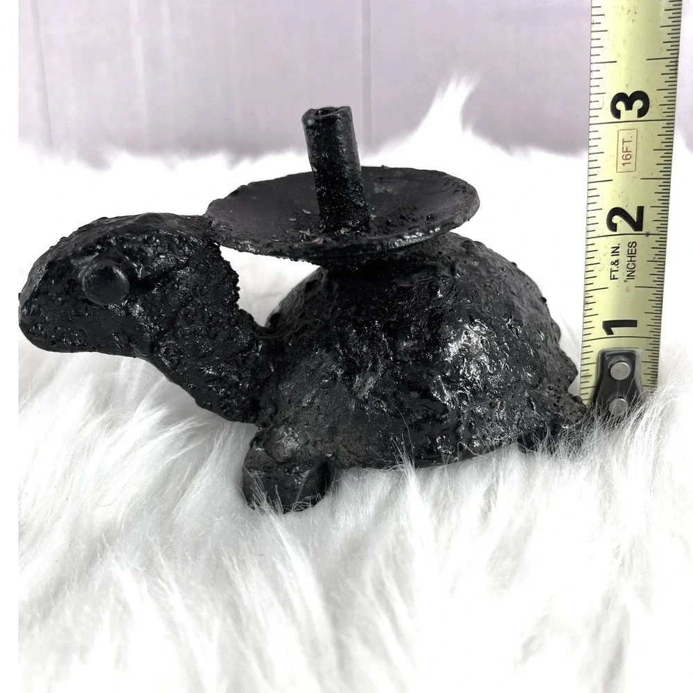 Vintage‎ Turtle Candle Holder Cast Metal Folk Art Whimsical Cottagecore Decor